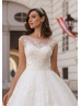 Ivory Lace Tulle V Back Floral Wedding Dress